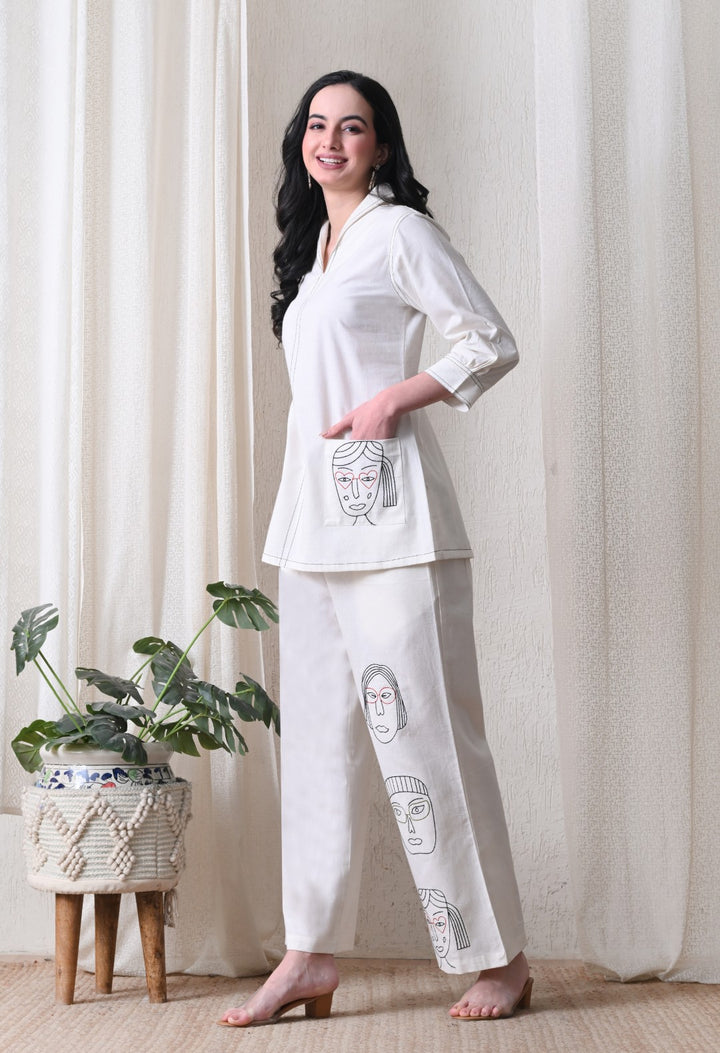 Midushi daisy embroidery Cotton co-ord set