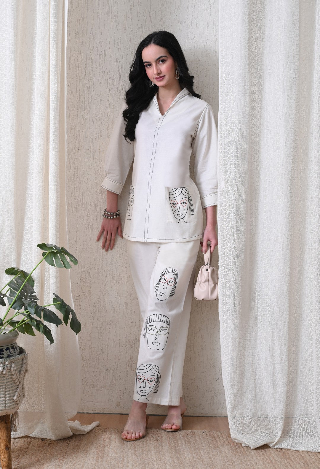 Midushi daisy embroidery Cotton co-ord set