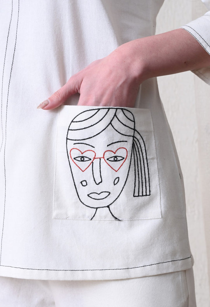 Midushi daisy embroidery Cotton co-ord set