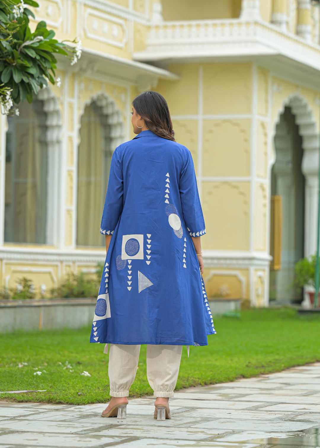 Mahua cobalt cotton fusion wear set