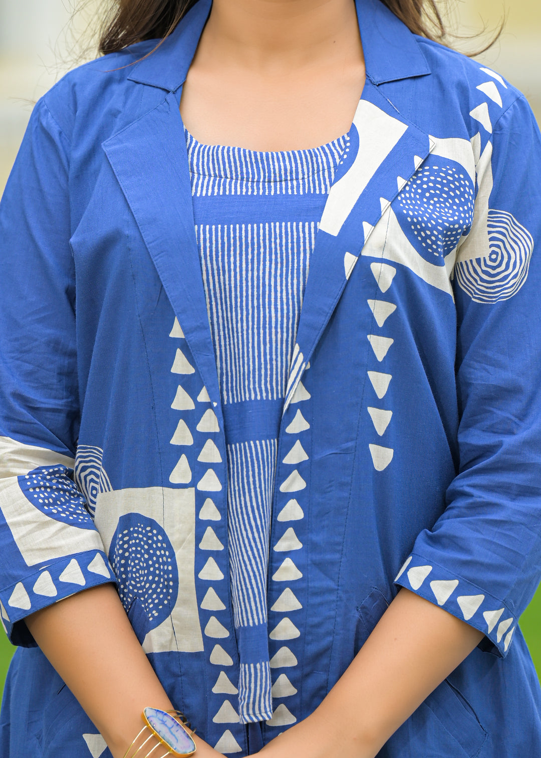 Mahua cobalt cotton fusion wear set