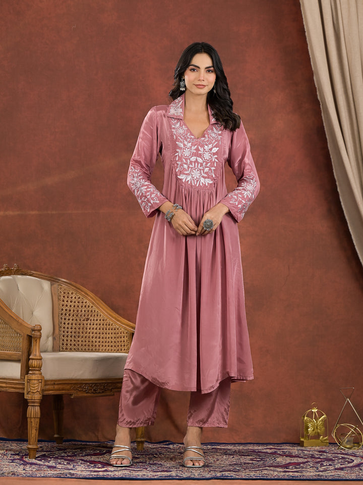 Chanda Rose Embroidery Premium Kurta Pant Set