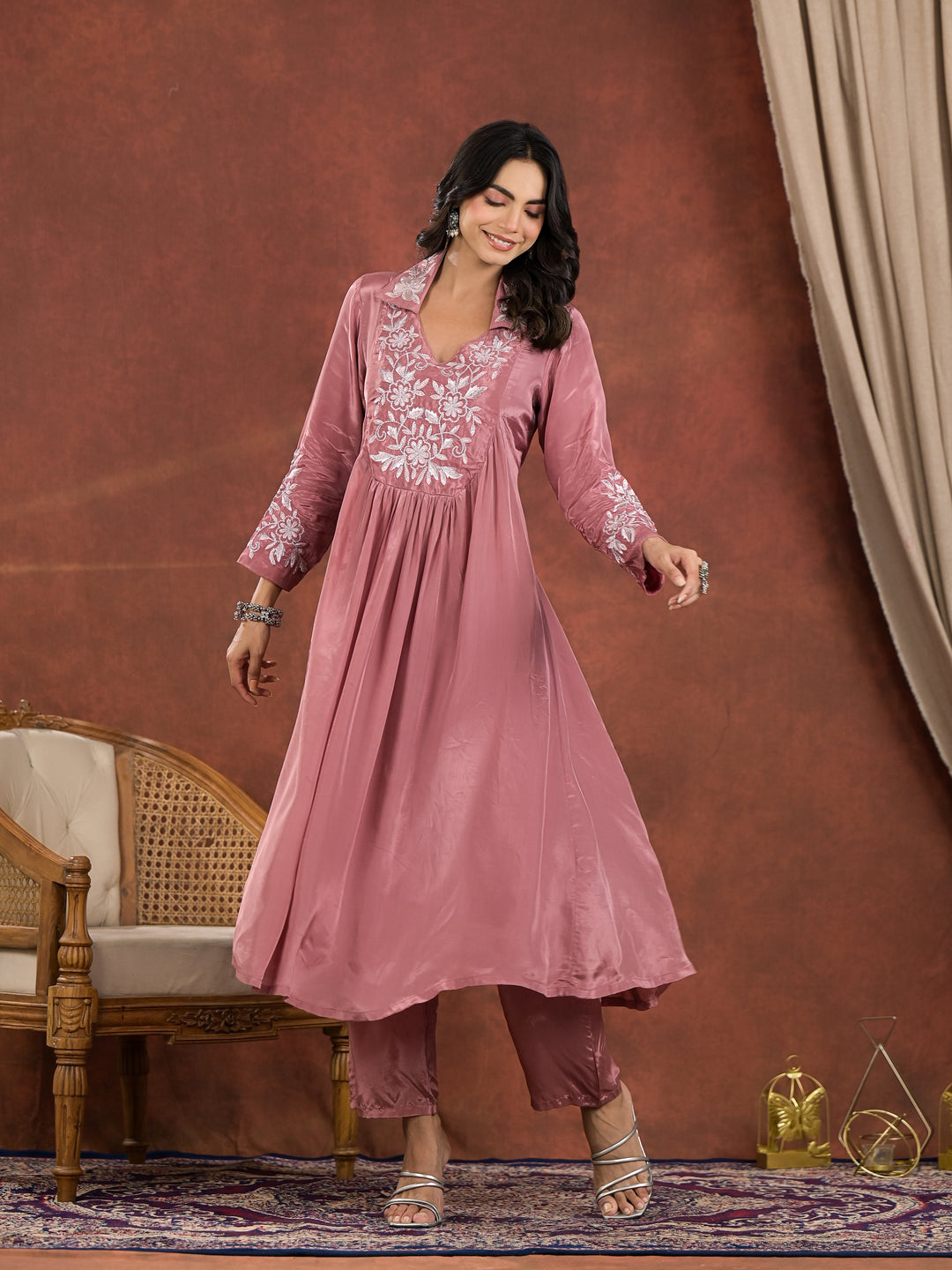 Chanda Rose Embroidery Premium Kurta Pant Set