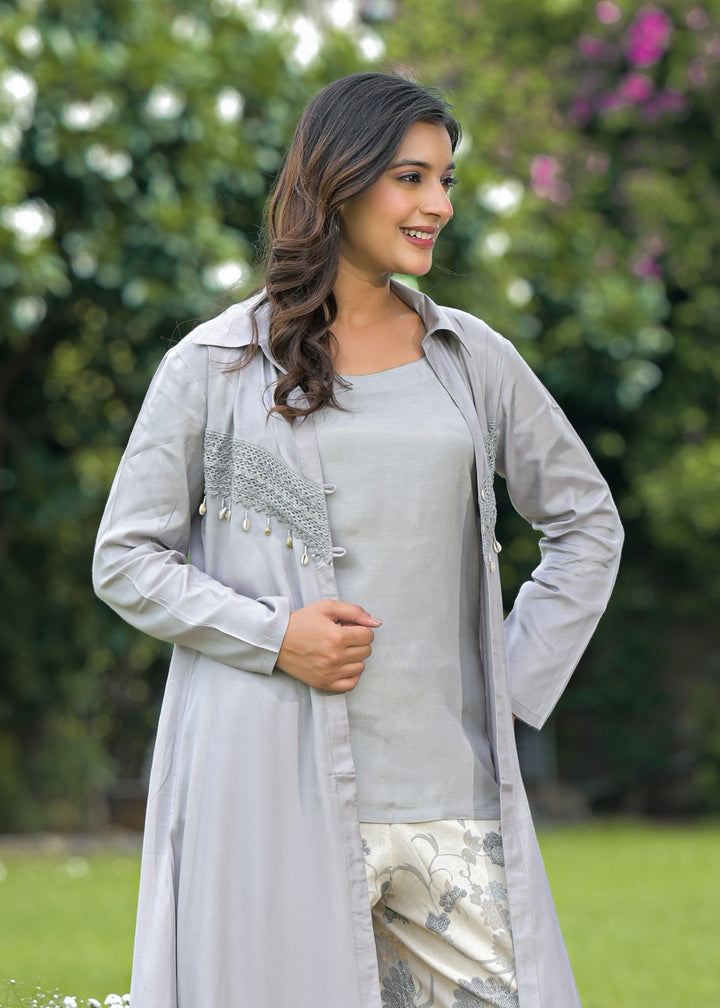 Mahua slate 3 pc cotton fusion wear set