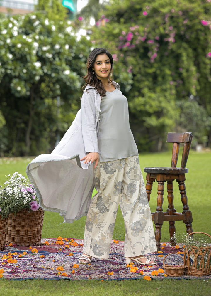 Mahua slate 3 pc cotton fusion wear set