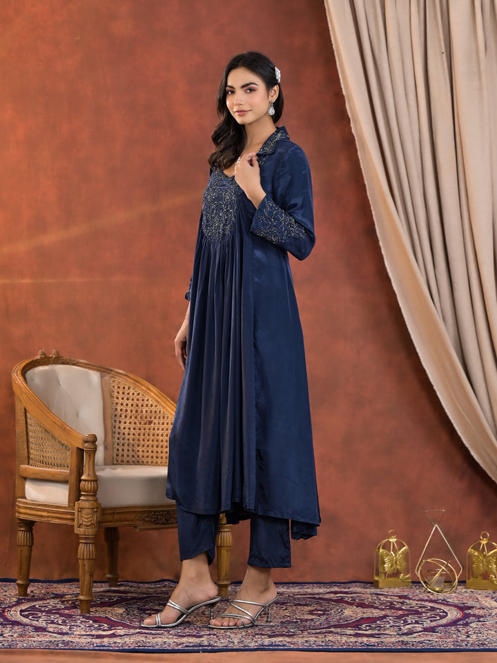 Irene Cobalt Work Premium Kurta Pant Set