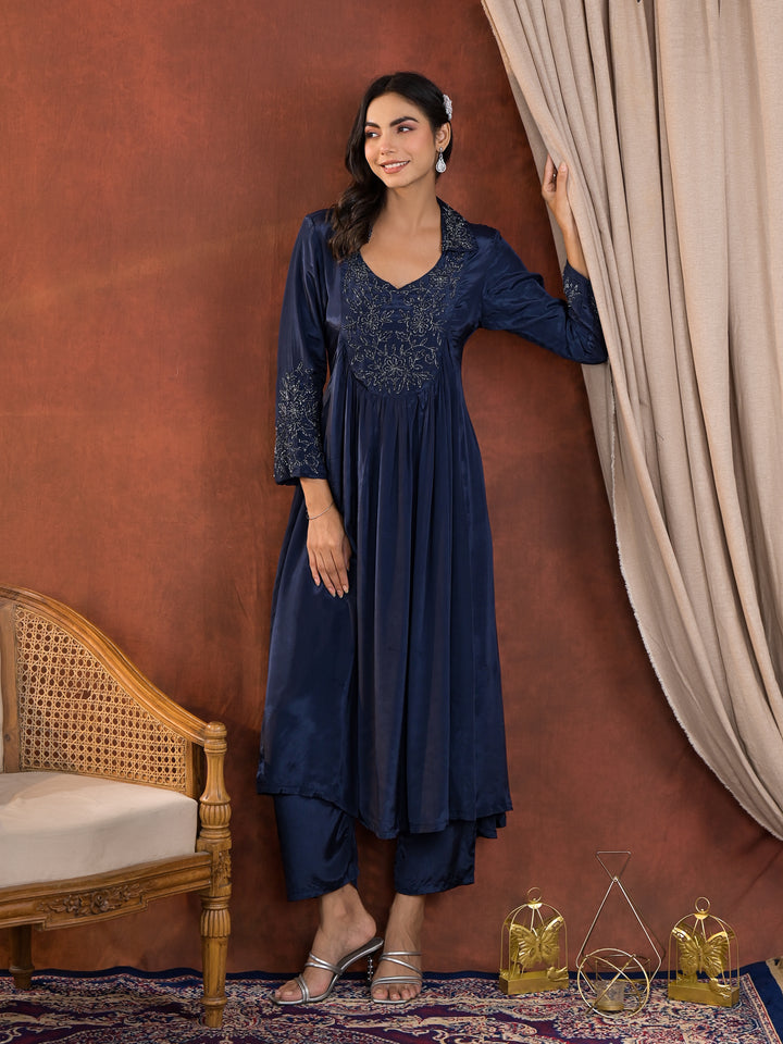 Irene Cobalt Work Premium Kurta Pant Set