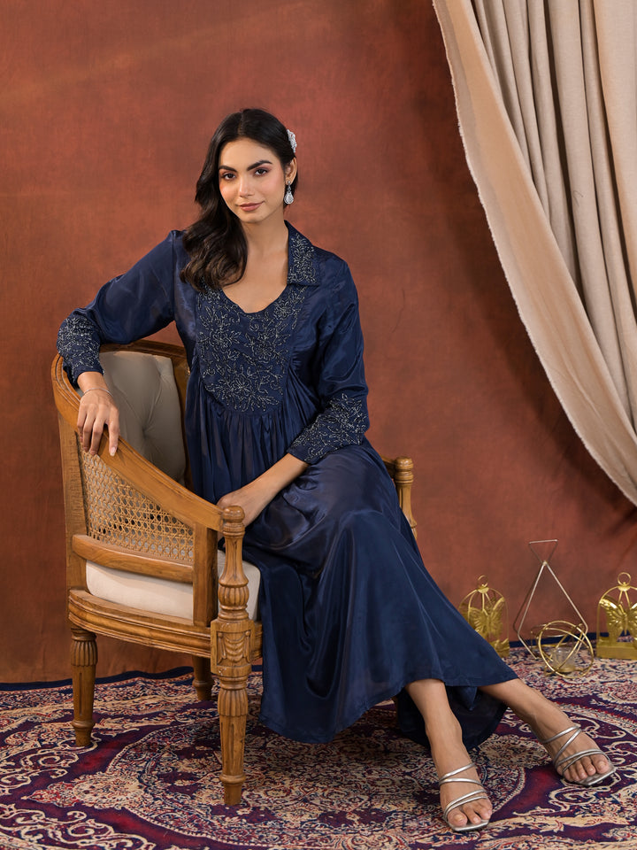 Irene Cobalt Work Premium Kurta Pant Set