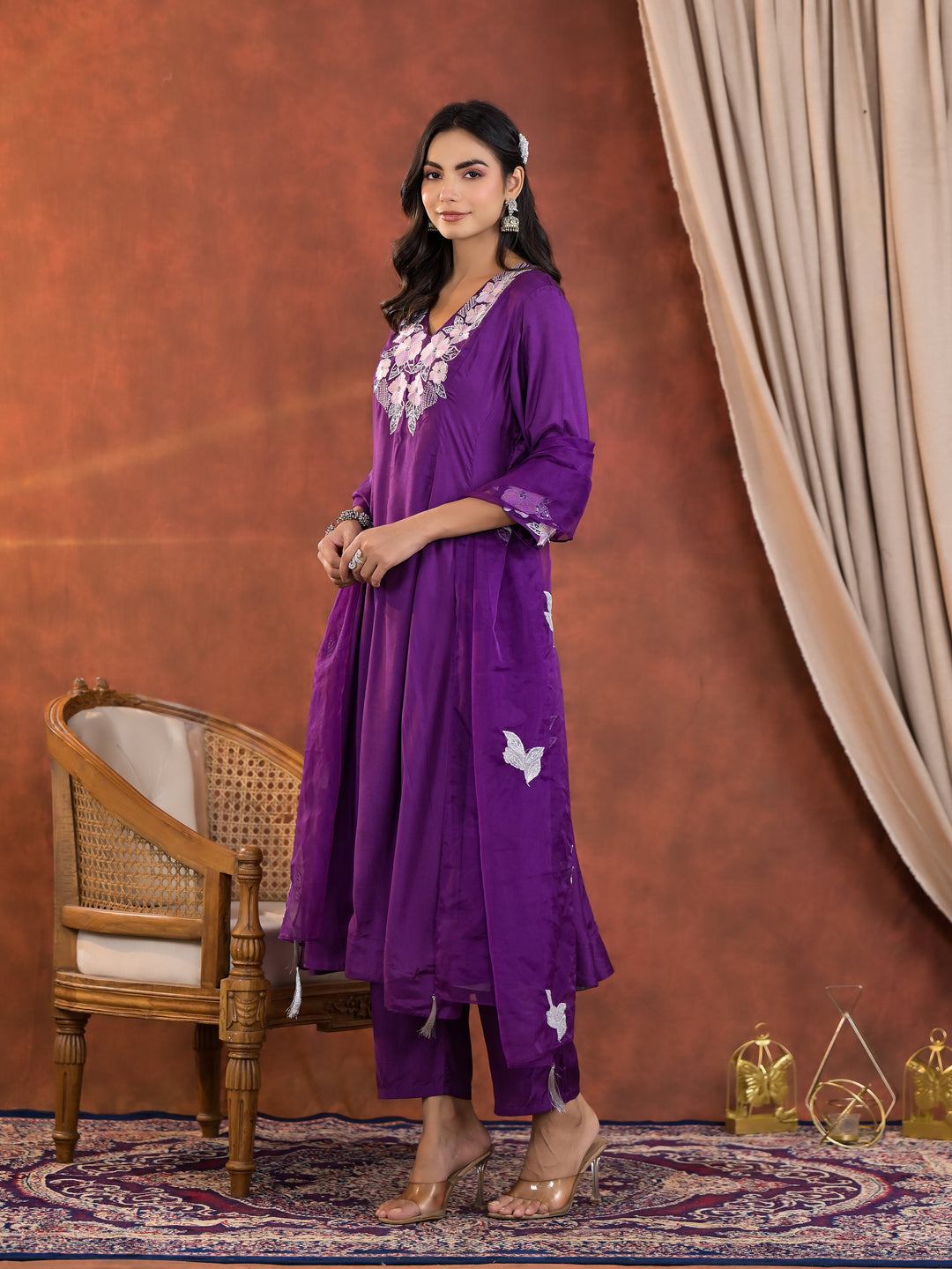 Chanda Orchid Handwork Premium Anarkali Suit Set