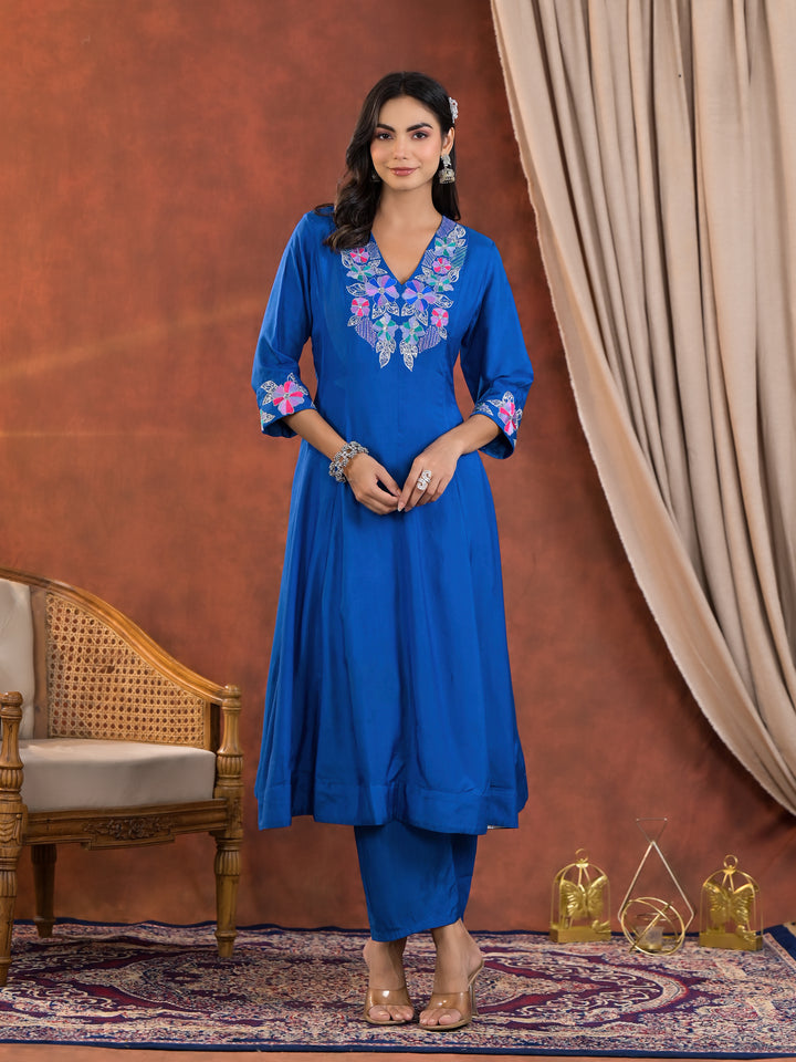 Chanda Cobalt Handwork Premium Anarkali