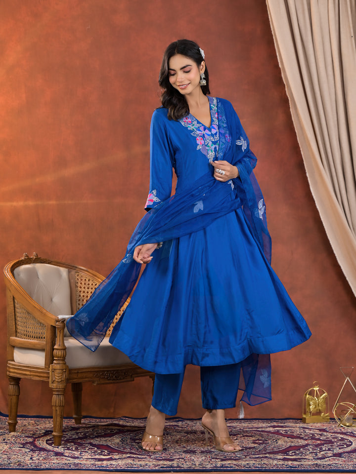 Chanda Cobalt Handwork Premium Anarkali