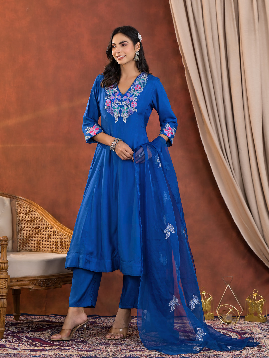 Chanda Cobalt Handwork Premium Anarkali