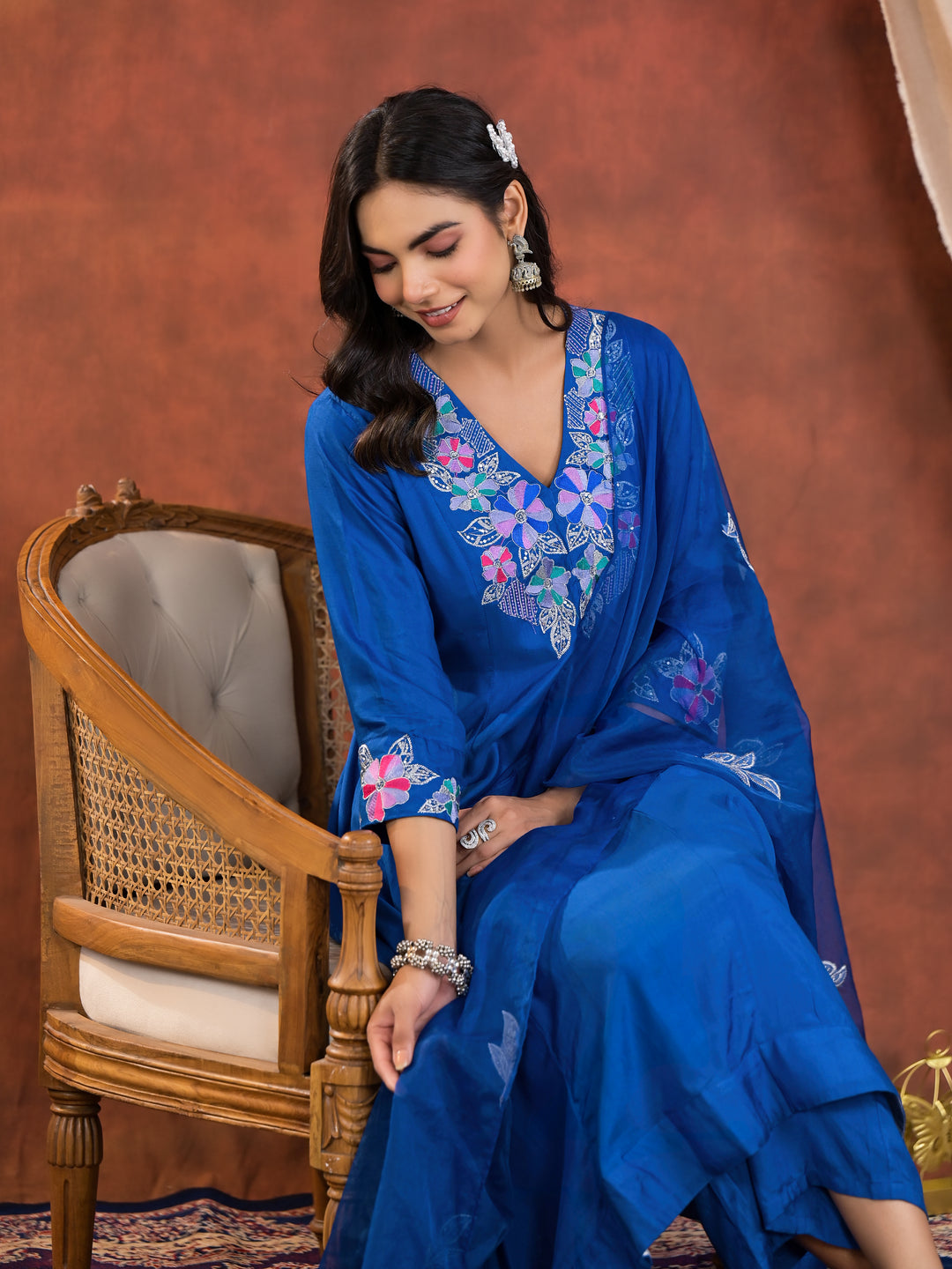 Chanda Cobalt Handwork Premium Anarkali