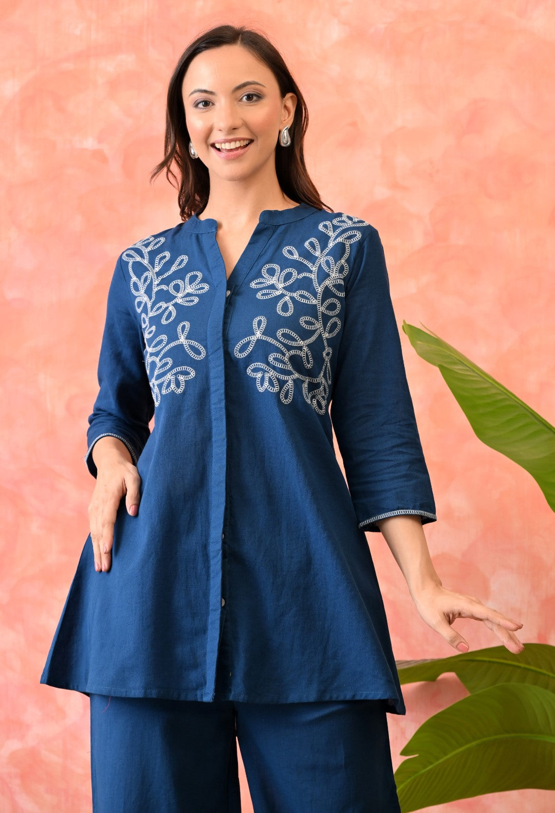 Omra Hibis Embroidery Cotton Co-ord Set