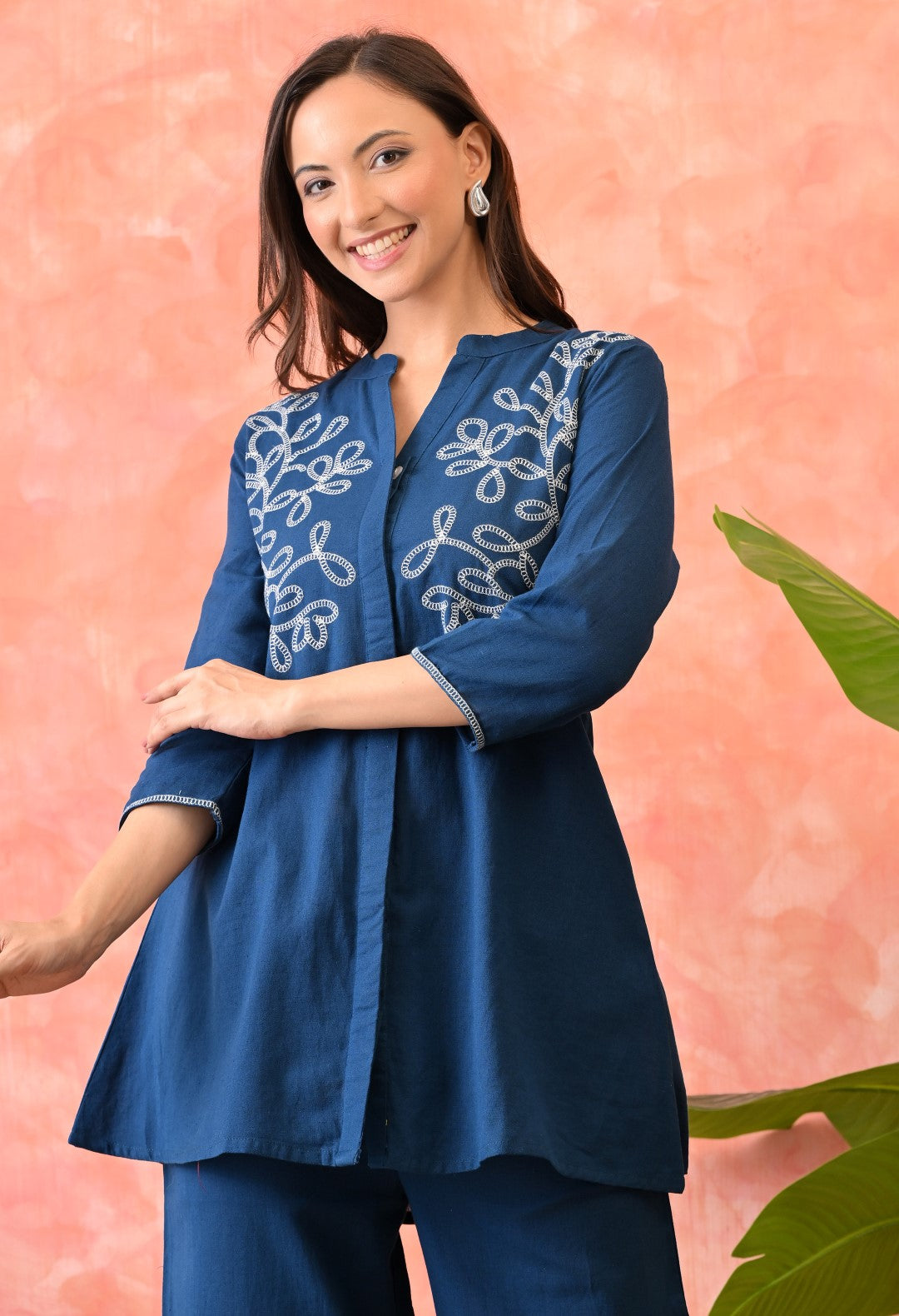 Omra Hibis Embroidery Cotton Co-ord Set