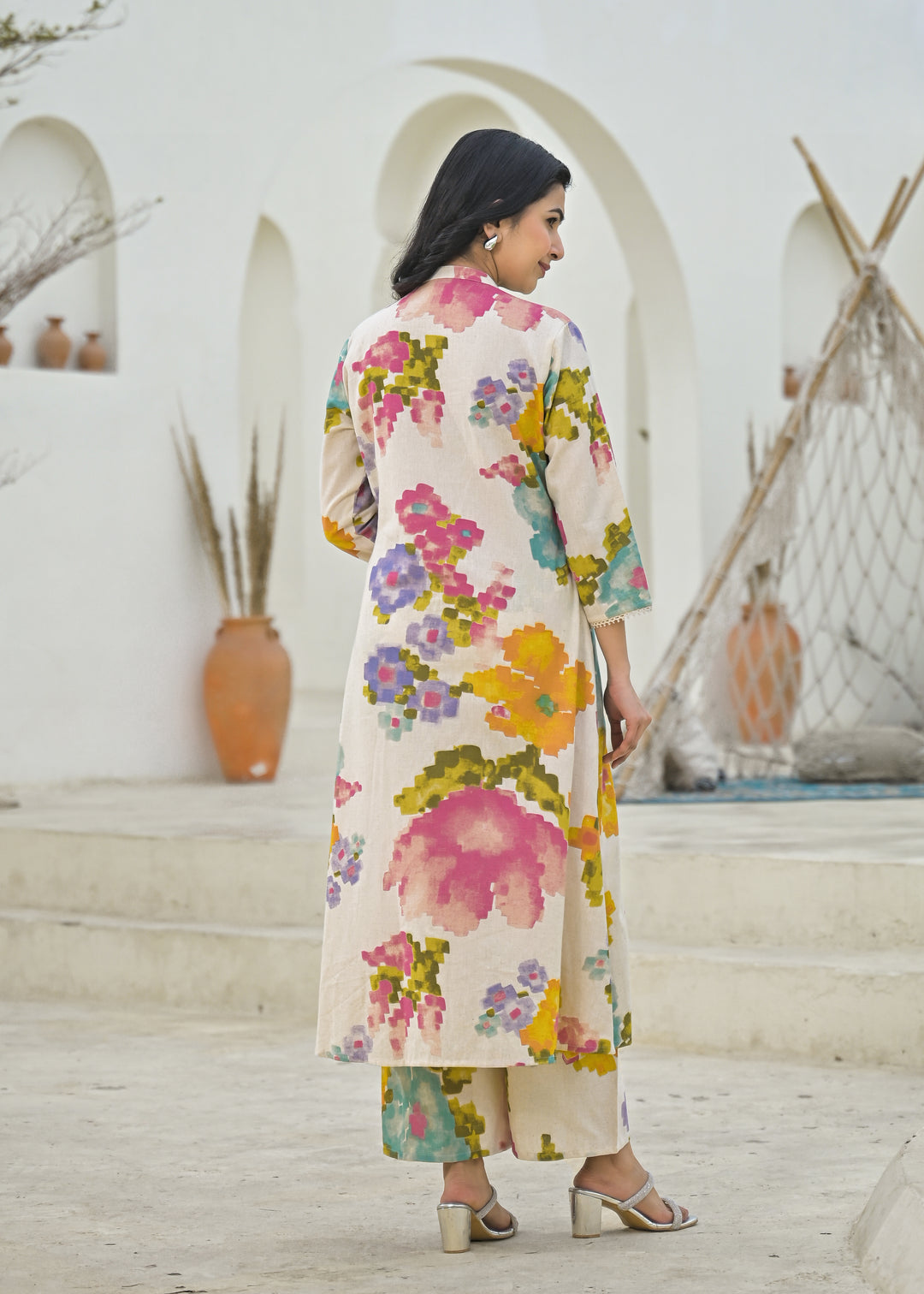 SAYESHA DOVE PRINTED COTTON KURTA PANT SET