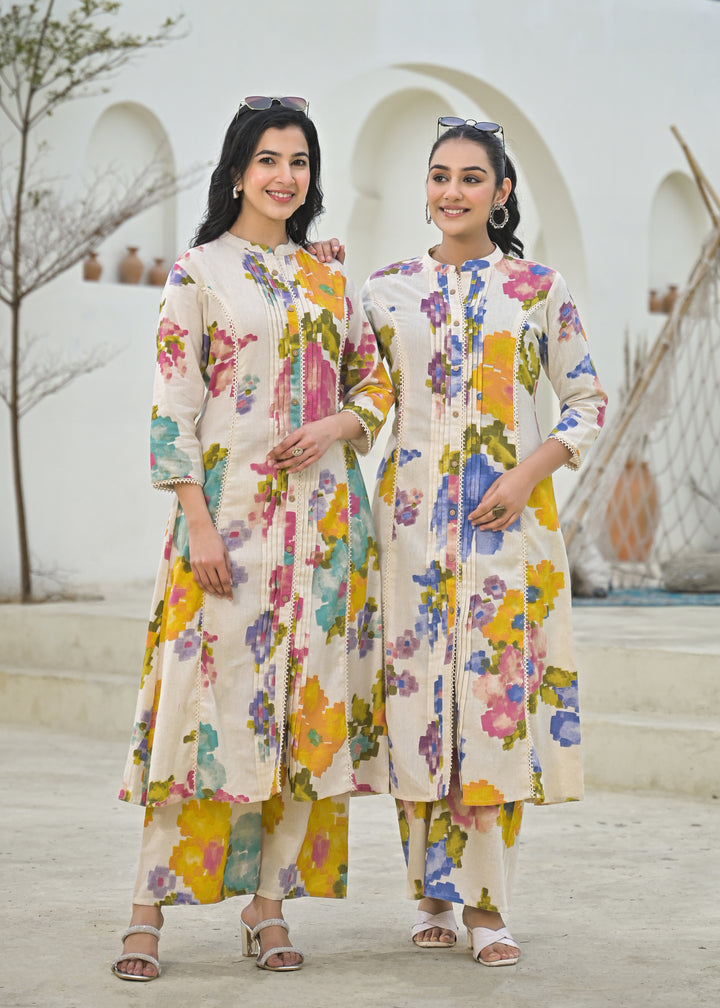 SAYESHA DOVE PRINTED COTTON KURTA PANT SET