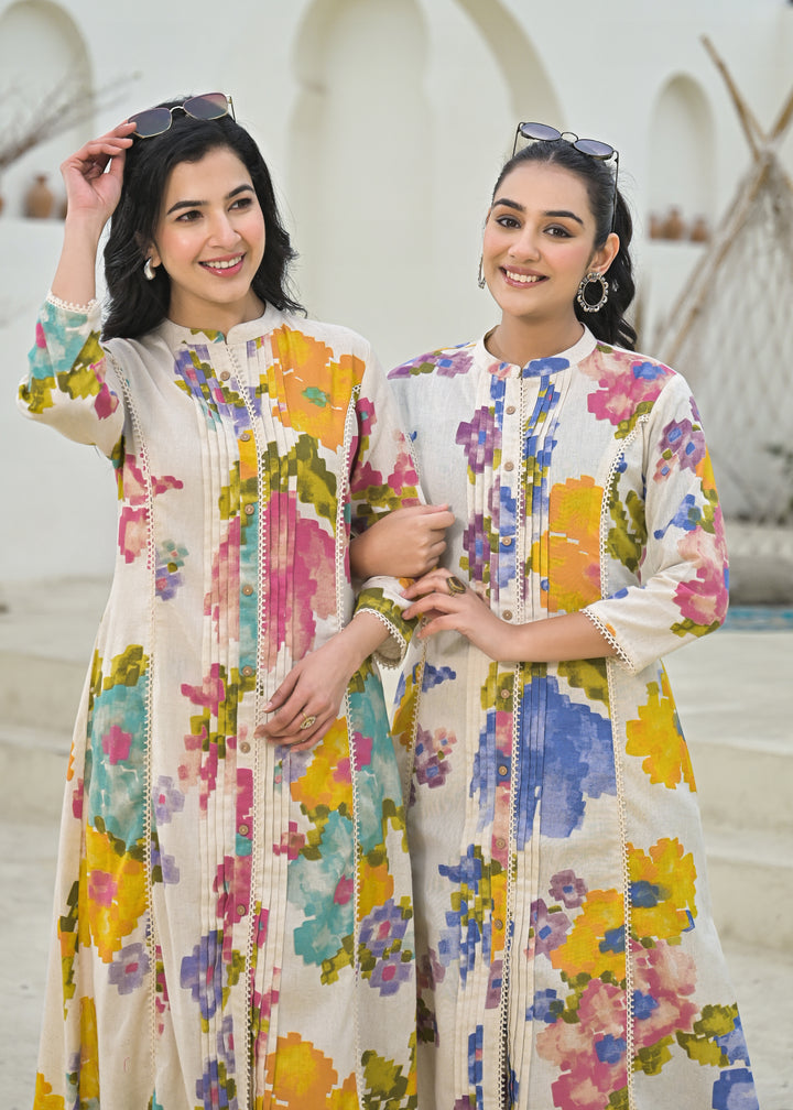 SAYESHA DOVE PRINTED COTTON KURTA PANT SET