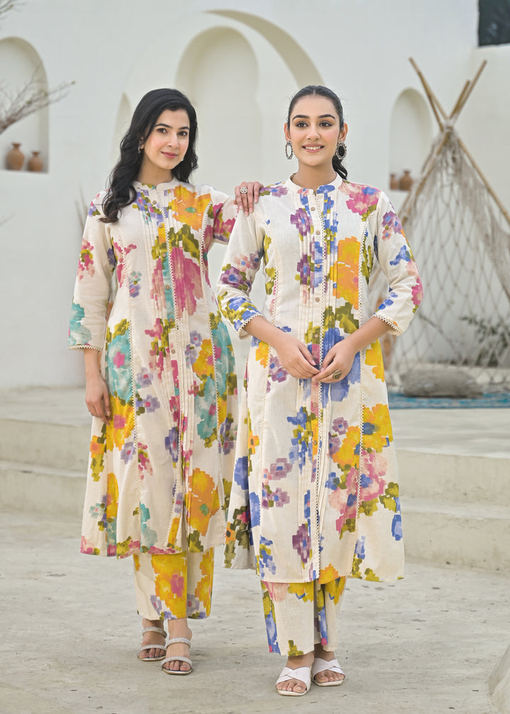 SAYESHA DOVE PRINTED COTTON KURTA PANT SET