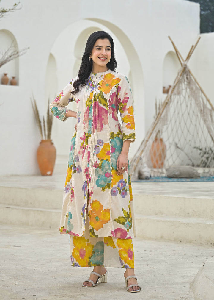 SAYESHA DOVE PRINTED COTTON KURTA PANT SET