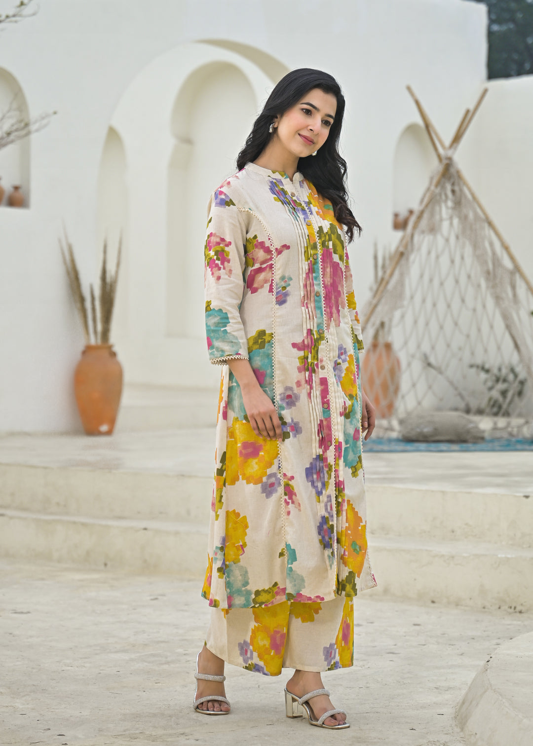 SAYESHA DOVE PRINTED COTTON KURTA PANT SET