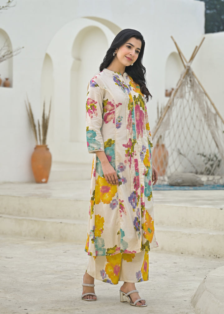 SAYESHA DOVE PRINTED COTTON KURTA PANT SET