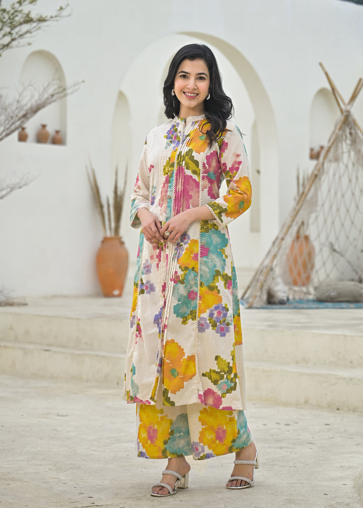 SAYESHA DOVE PRINTED COTTON KURTA PANT SET