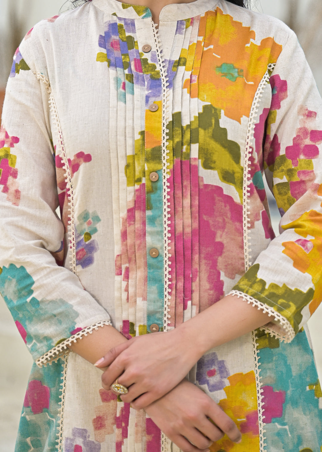 SAYESHA DOVE PRINTED COTTON KURTA PANT SET