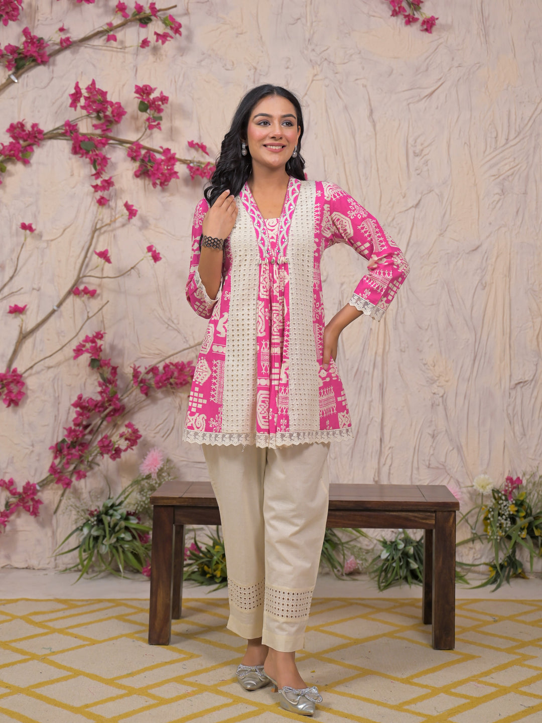 Bali Softpink Schiffli Cotton Co-ord Set