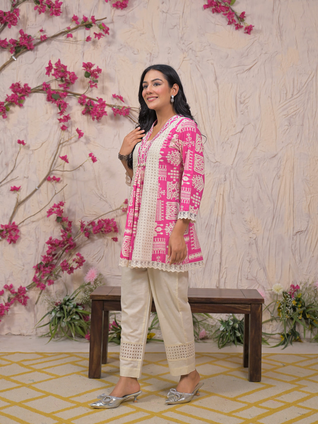 Bali Softpink Schiffli Cotton Co-ord Set