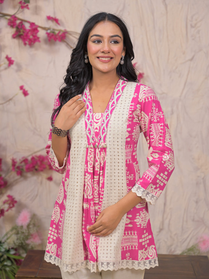 Bali Softpink Schiffli Cotton Co-ord Set