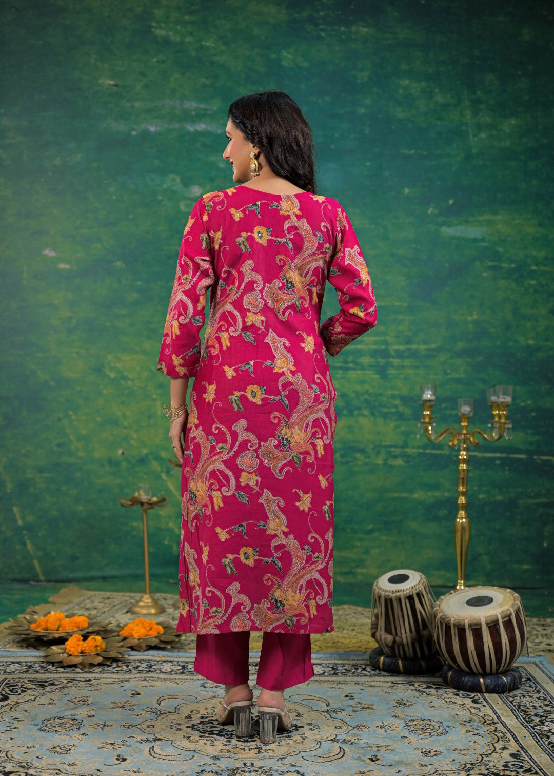 Shanti Cherry Printed Work Suit Set