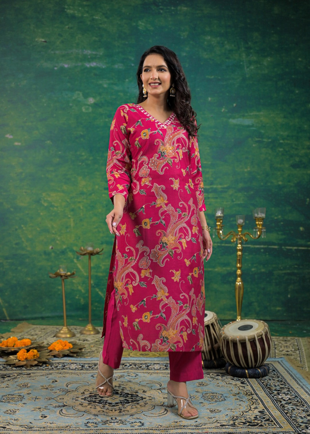Shanti Cherry Printed Work Suit Set