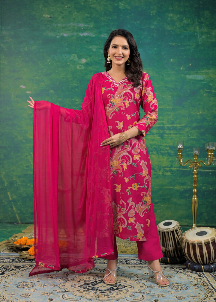 Shanti Cherry Printed Work Suit Set