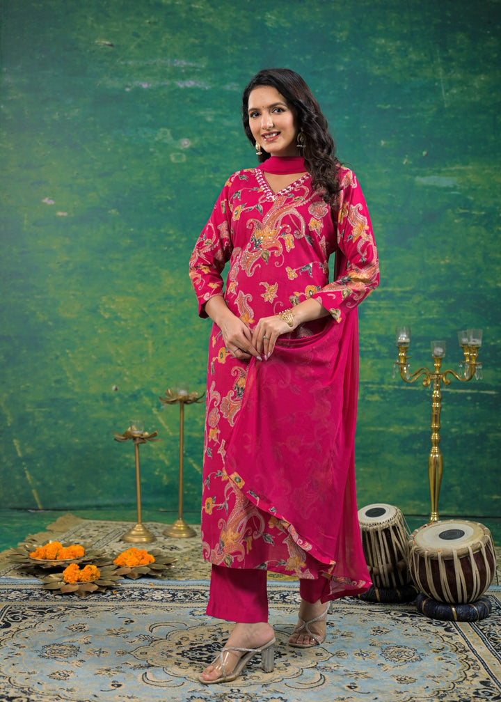 Shanti Cherry Printed Work Suit Set