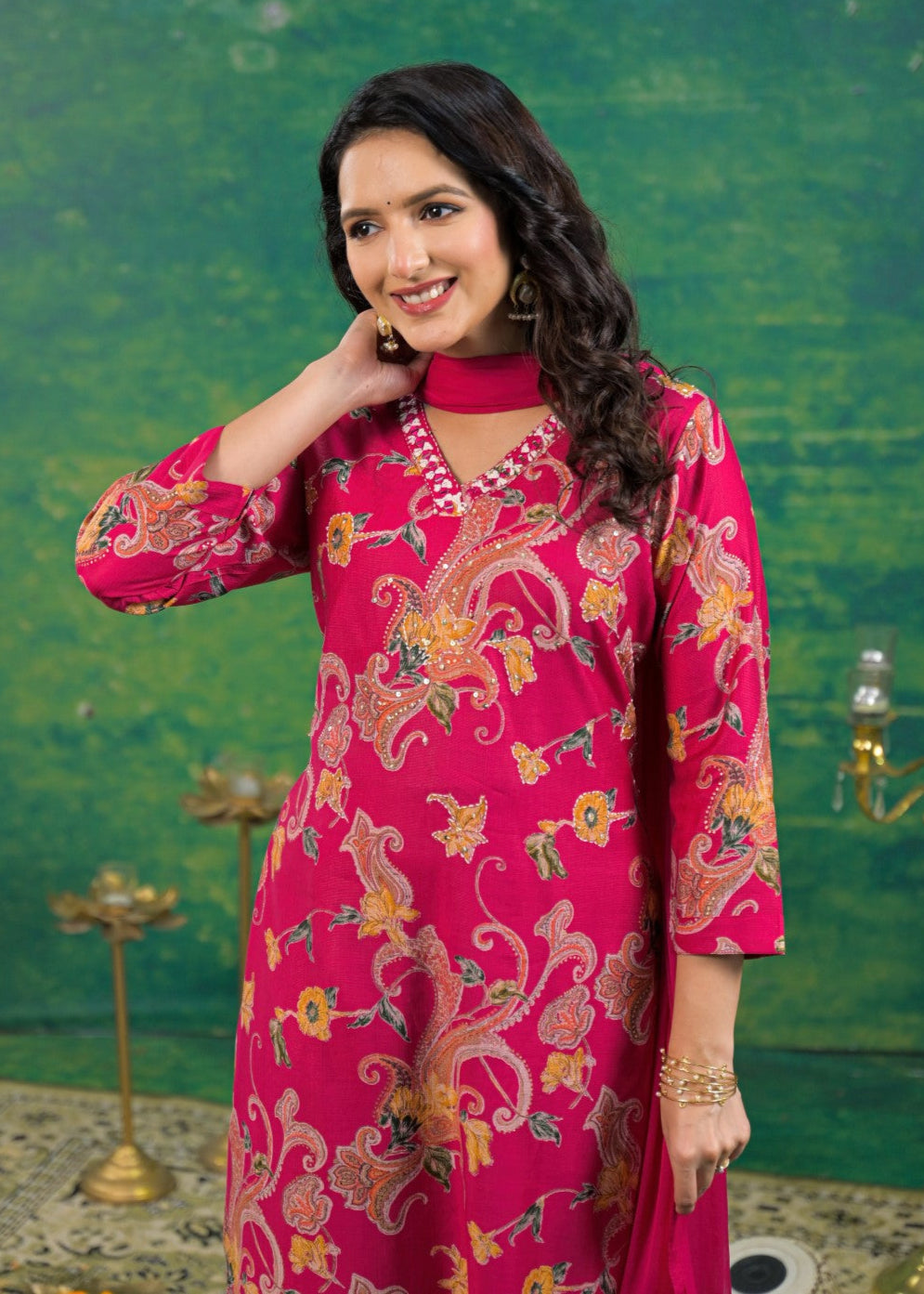 Shanti Cherry Printed Work Suit Set