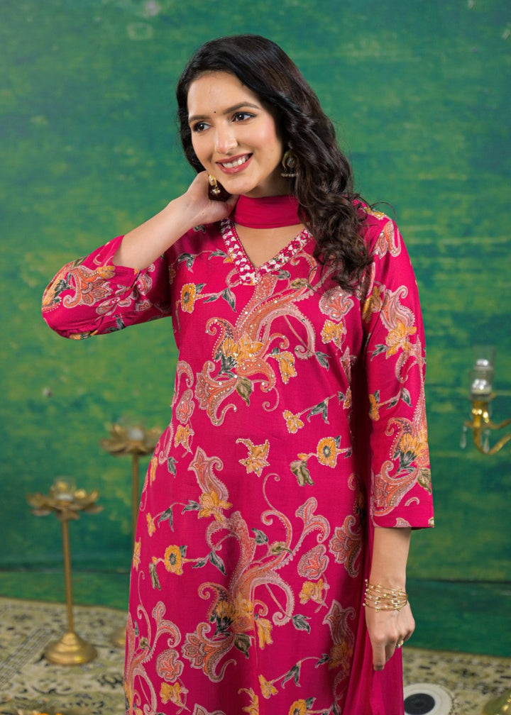 Shanti Cherry Printed Work Suit Set