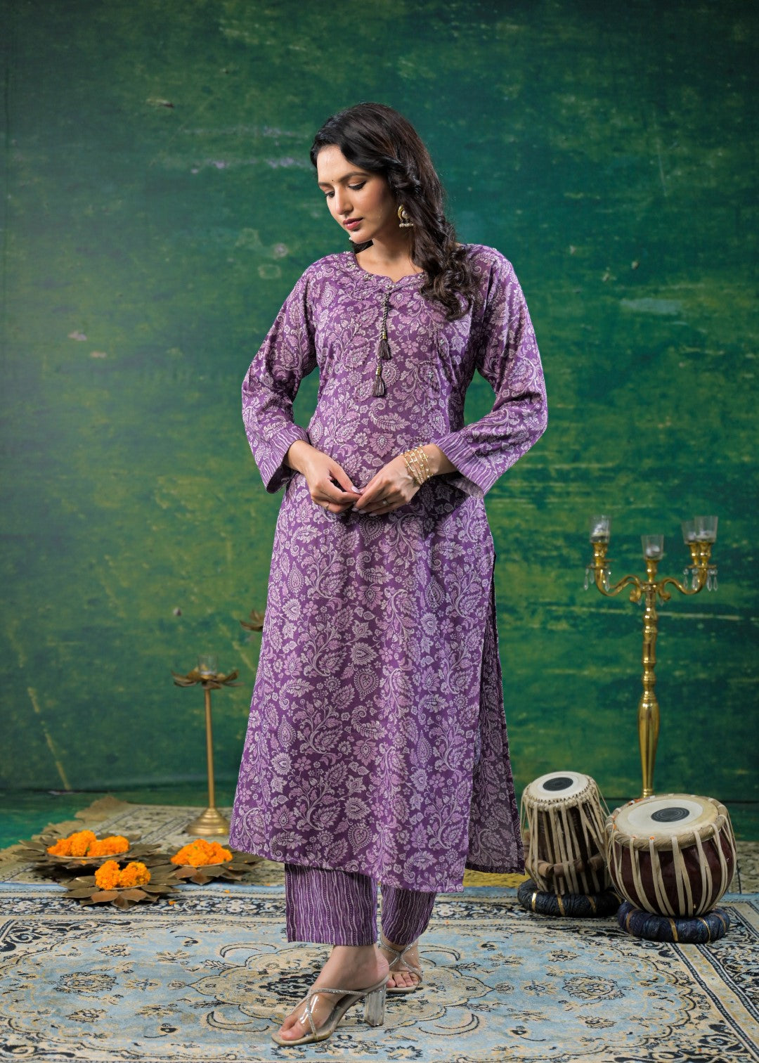 Shanti Heather Printed Work Suit Set