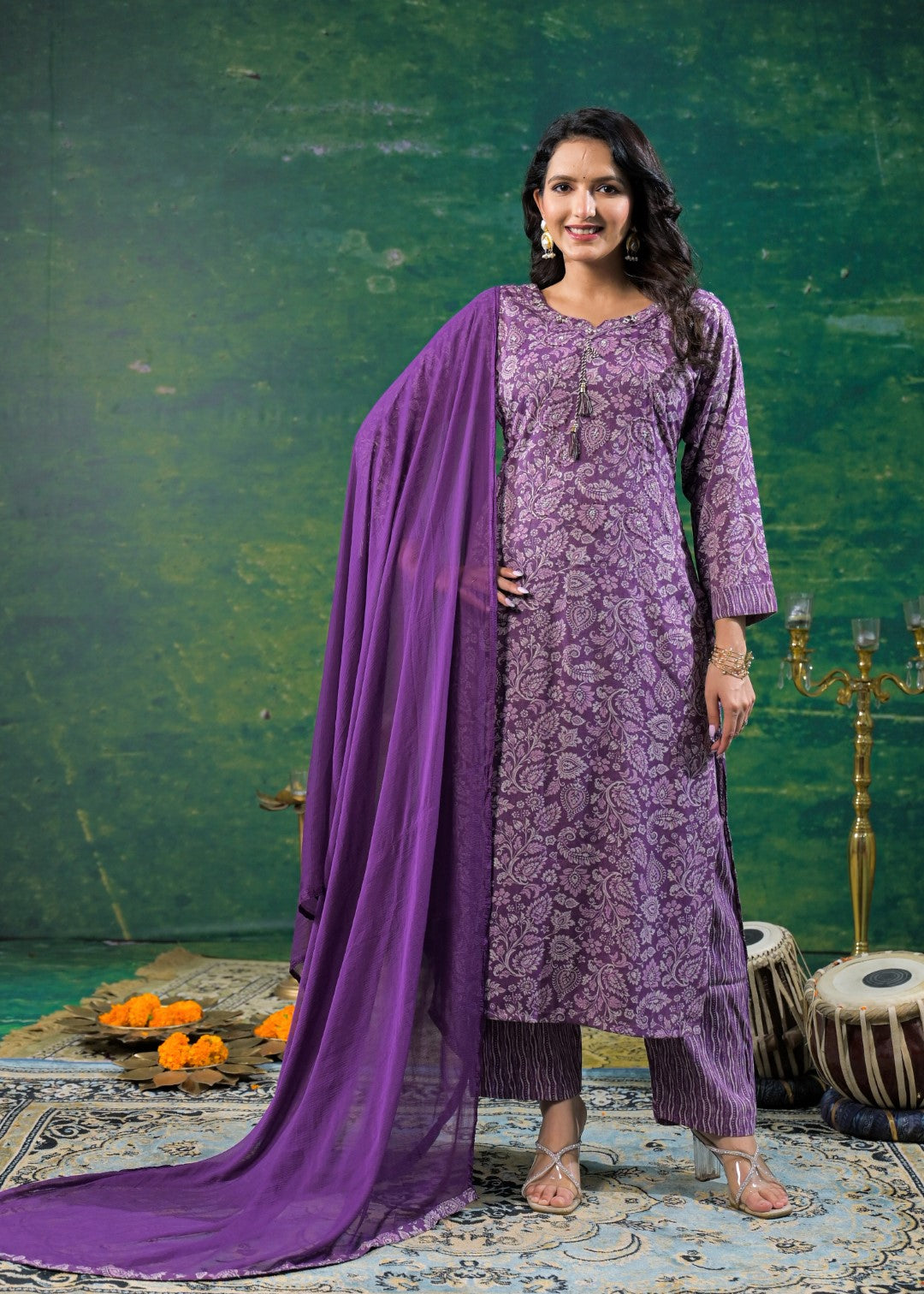 Shanti Heather Printed Work Suit Set