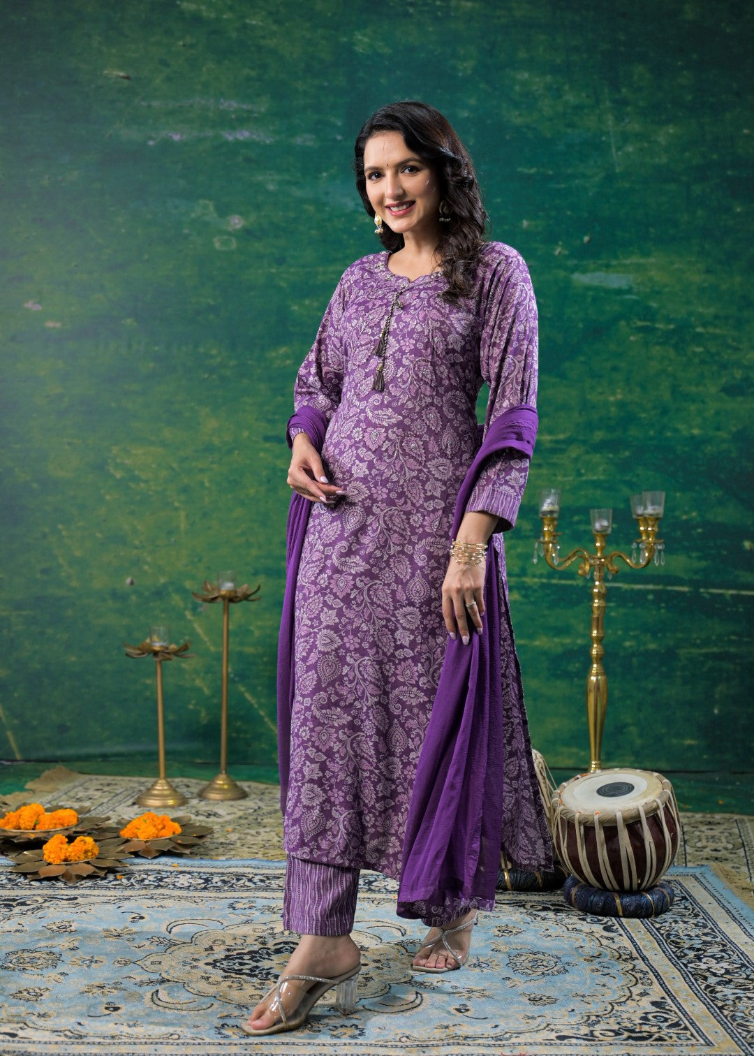 Shanti Heather Printed Work Suit Set