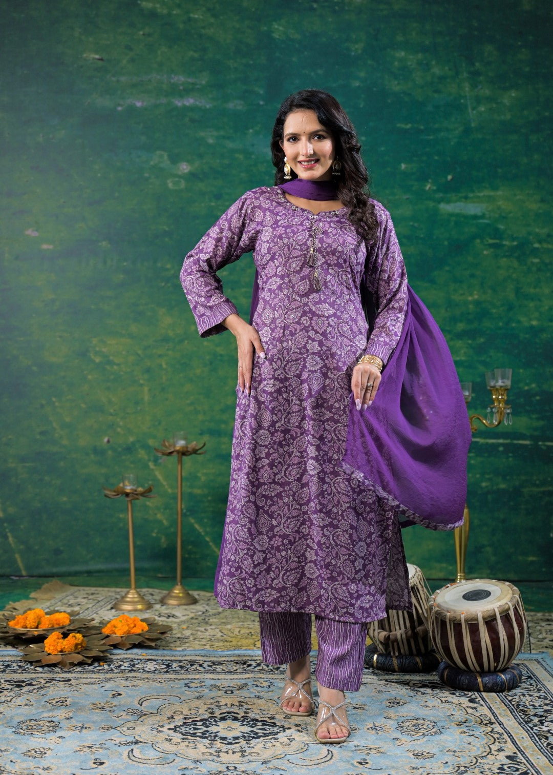 Shanti Heather Printed Work Suit Set