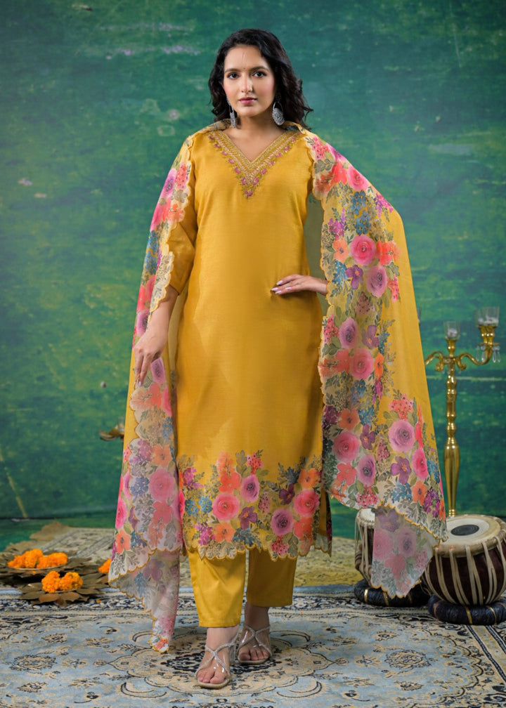 Vadehi Honey Embroidered Suit Set