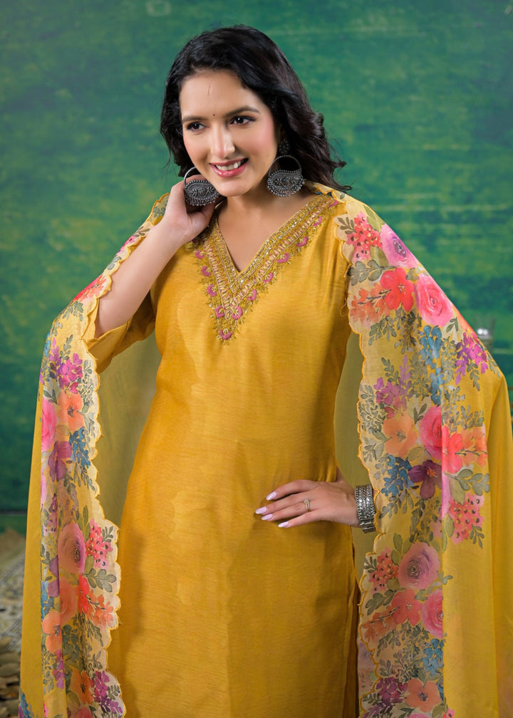 Vadehi Honey Embroidered Suit Set