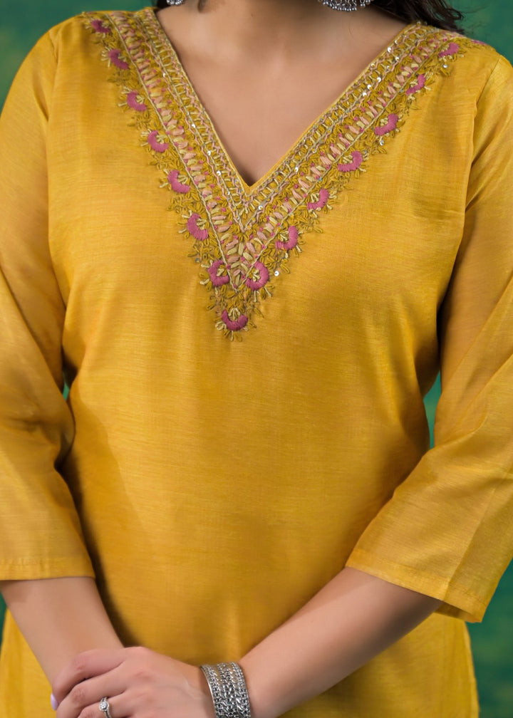 Vadehi Honey Embroidered Suit Set