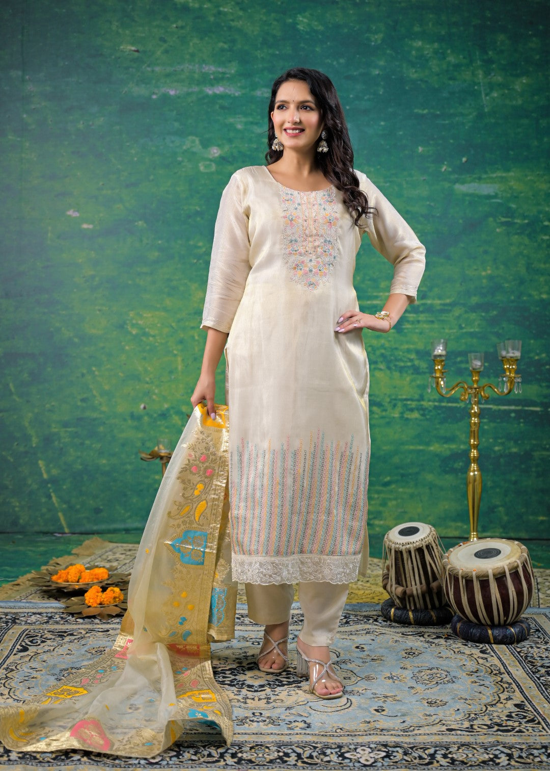 Mahi Fog Embroidered Suit Set