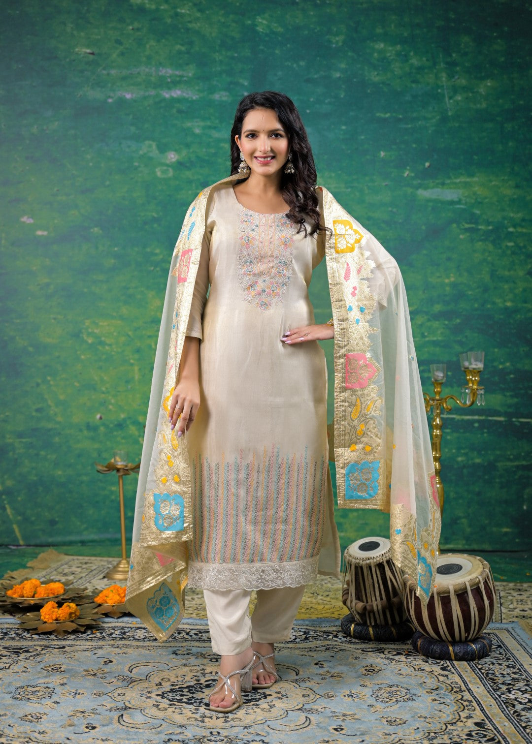 Mahi Fog Embroidered Suit Set
