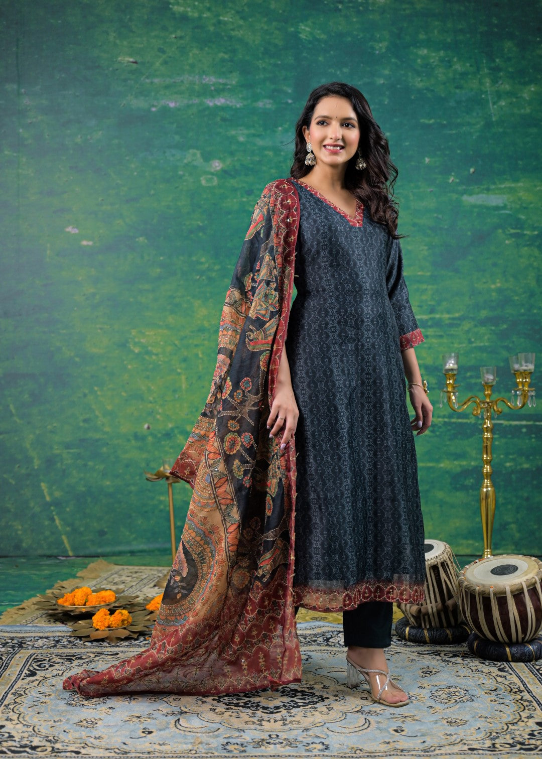 Katy Midnight Printed Suit Set