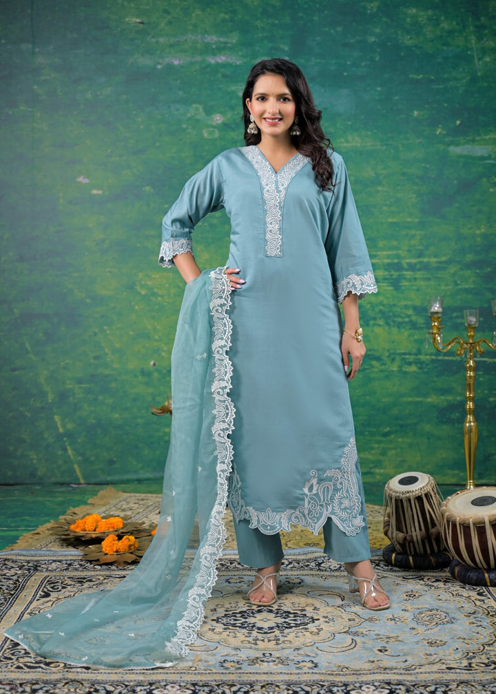 Morni Glacier Embroidered Suit Set