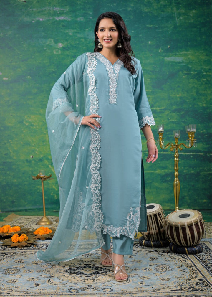 Morni Glacier Embroidered Suit Set