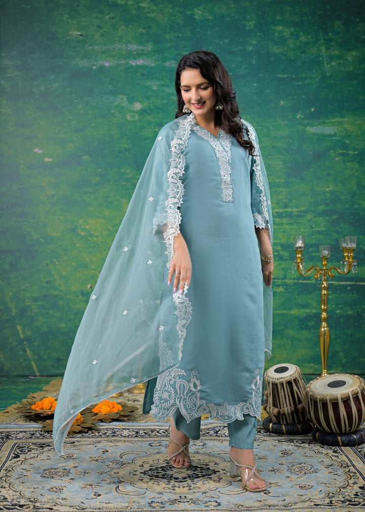 Morni Glacier Embroidered Suit Set